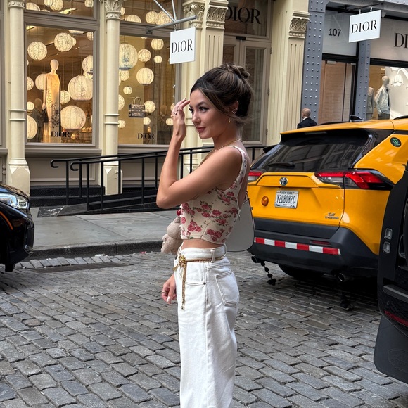 Knitted Corset Top in Cream Floral / XS / never worn - Picture 4 of 10